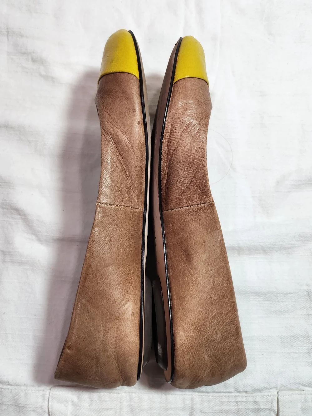 Pilcro and the Letterpress Tan Yellow Leather Cap Toe Ballet Flats Size 7M